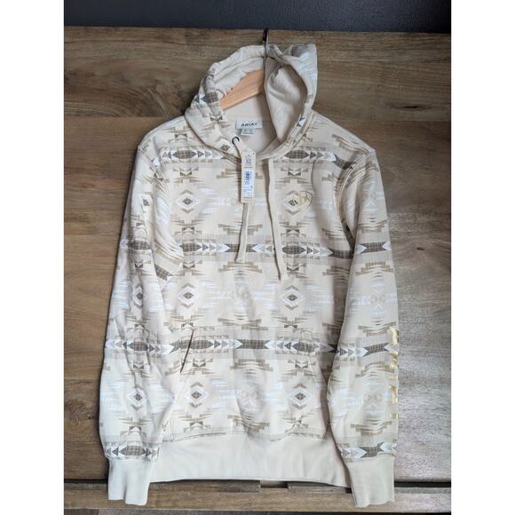 Ariat Tops - Ariat Logo 2.0 Hoodie Womens XS Light Brown Southwest Long Sleeve Pullover NWT
